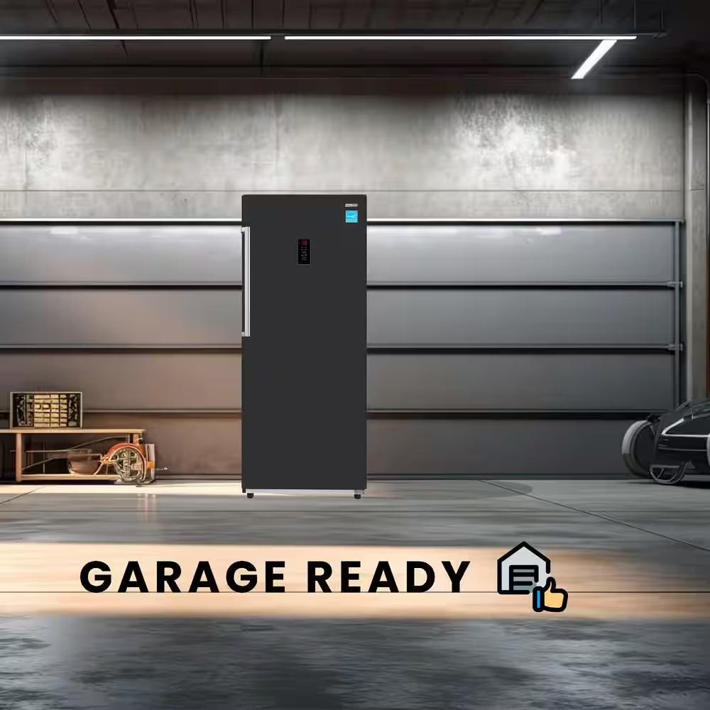 28 In. 14 Cu. Ft. 110V Frost Free Upright Freezer Refrigerator Convertible E-Star Garage Ready in Black