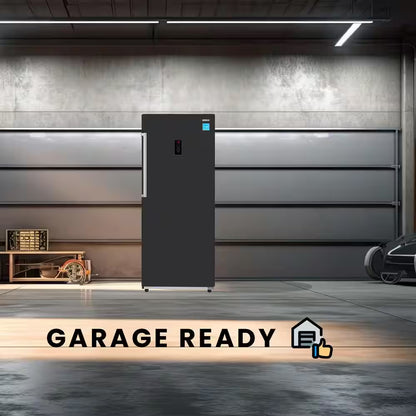 28 In. 14 Cu. Ft. 110V Frost Free Upright Freezer Refrigerator Convertible E-Star Garage Ready in Black