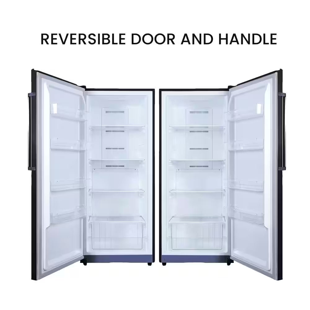 28 In. 14 Cu. Ft. 110V Frost Free Upright Freezer Refrigerator Convertible E-Star Garage Ready in Black