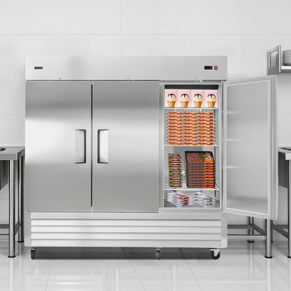 VEVOR Commercial Freezer 66.9 Cu.Ft Reach in Upright Freezer 3 Door 12 Shelves