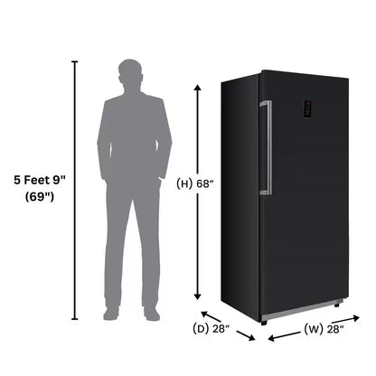 28 In. 14 Cu. Ft. 110V Frost Free Upright Freezer Refrigerator Convertible E-Star Garage Ready in Black