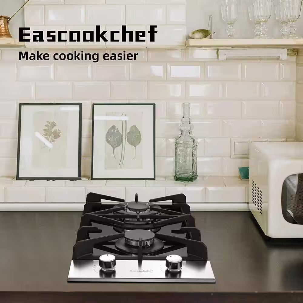 Profile 12 In. 2 Burners Recessed Gas Cook Top in Stainless Steel with Melt-Proof Metal Knobs