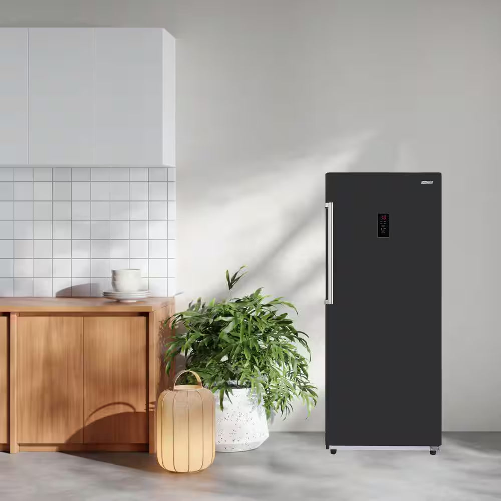 28 In. 14 Cu. Ft. 110V Frost Free Upright Freezer Refrigerator Convertible E-Star Garage Ready in Black
