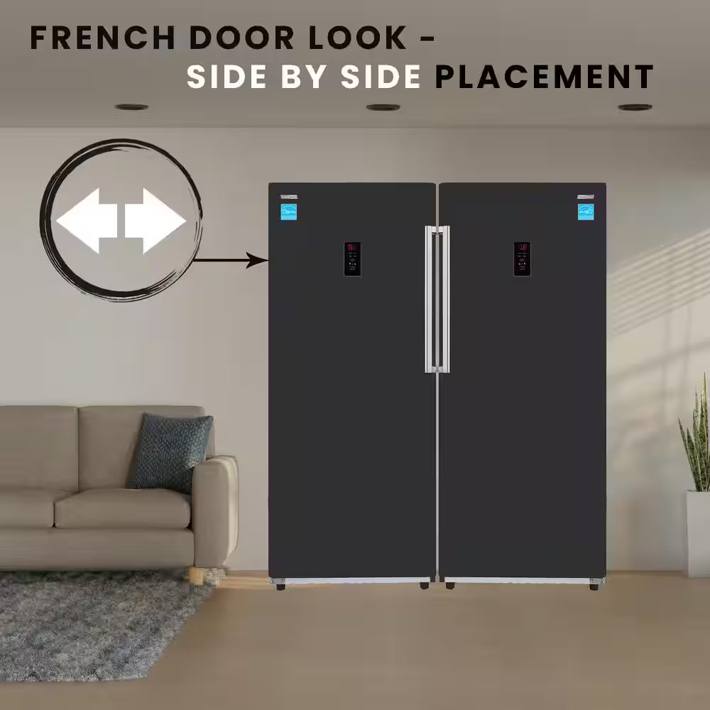 28 In. 14 Cu. Ft. 110V Frost Free Upright Freezer Refrigerator Convertible E-Star Garage Ready in Black