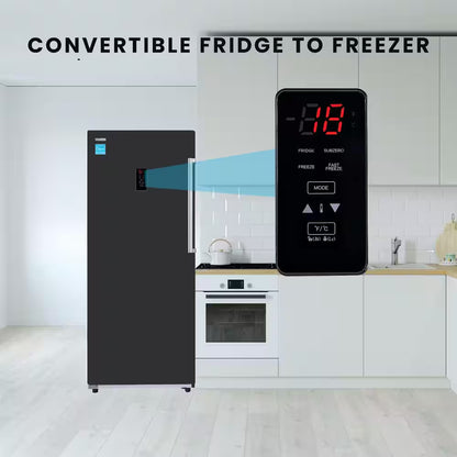 28 In. 14 Cu. Ft. 110V Frost Free Upright Freezer Refrigerator Convertible E-Star Garage Ready in Black