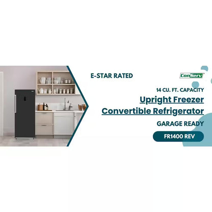 28 In. 14 Cu. Ft. 110V Frost Free Upright Freezer Refrigerator Convertible E-Star Garage Ready in Black