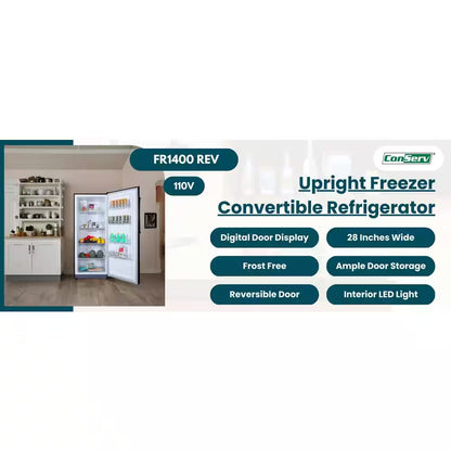 28 In. 14 Cu. Ft. 110V Frost Free Upright Freezer Refrigerator Convertible E-Star Garage Ready in Black