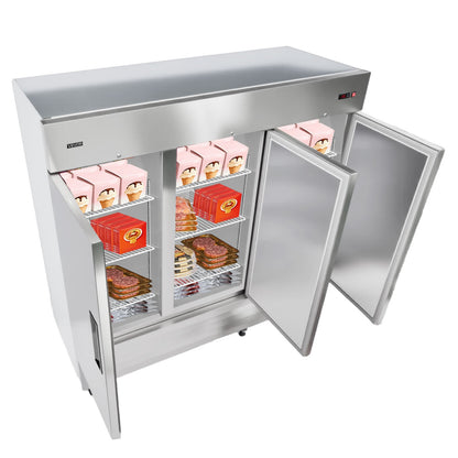 VEVOR Commercial Freezer 66.9 Cu.Ft Reach in Upright Freezer 3 Door 12 Shelves