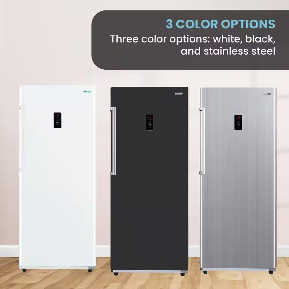 28 In. 14 Cu. Ft. 110V Frost Free Upright Freezer Refrigerator Convertible E-Star Garage Ready in Black