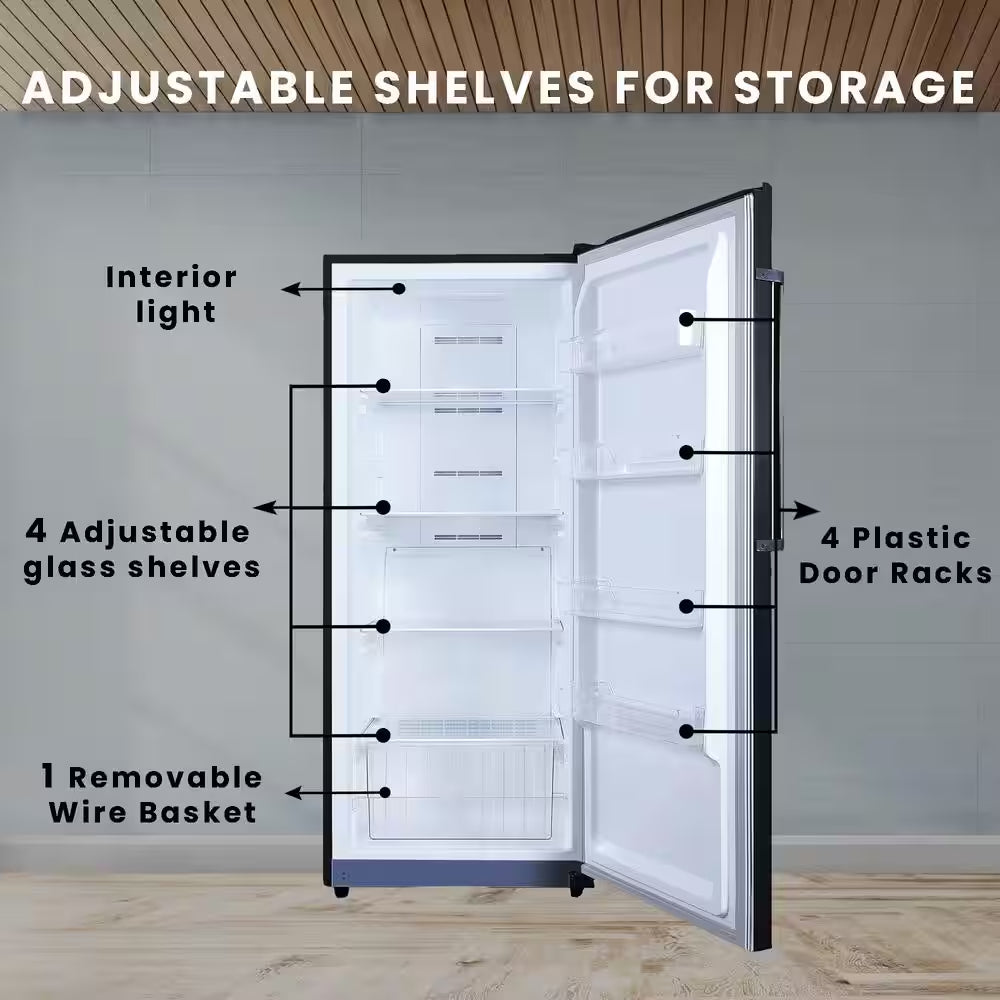 28 In. 14 Cu. Ft. 110V Frost Free Upright Freezer Refrigerator Convertible E-Star Garage Ready in Black