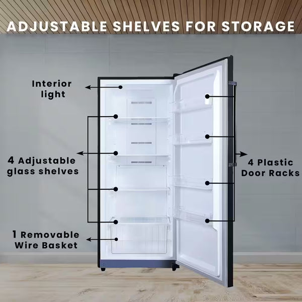 28 In. 14 Cu. Ft. 110V Frost Free Upright Freezer Refrigerator Convertible E-Star Garage Ready in Black