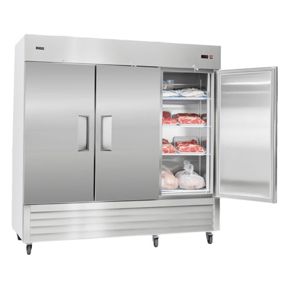 VEVOR Commercial Freezer 66.9 Cu.Ft Reach in Upright Freezer 3 Door 12 Shelves