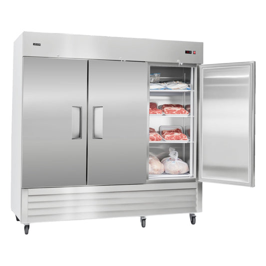VEVOR Commercial Freezer 66.9 Cu.Ft Reach in Upright Freezer 3 Door 12 Shelves