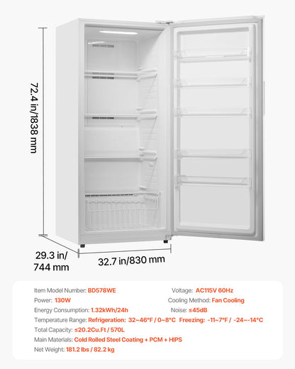 VEVOR Convertible Freezer/Refrig